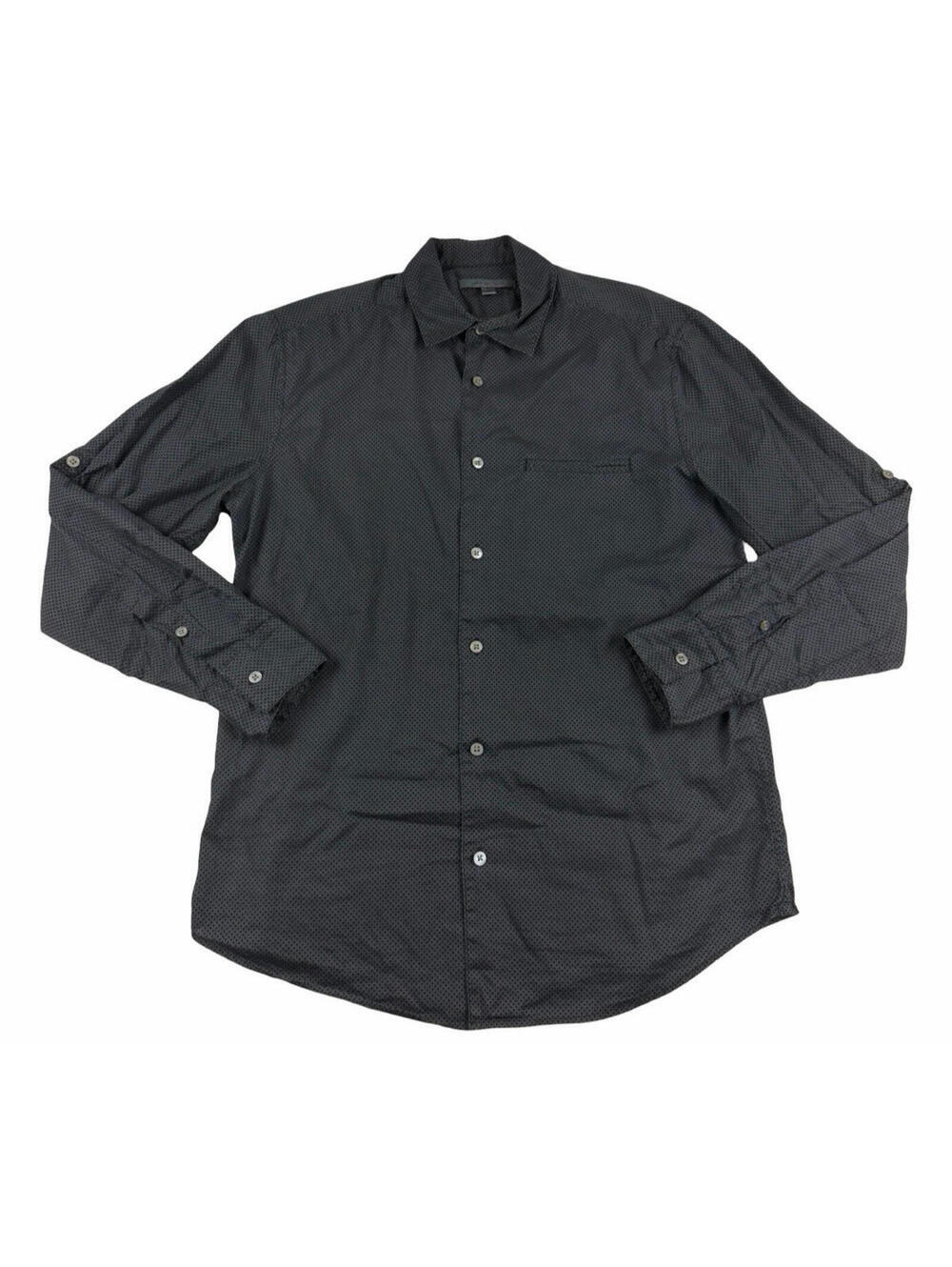 John Varvatos Long Sleeve Button Up Shirt Cotton Geometric Black Size S